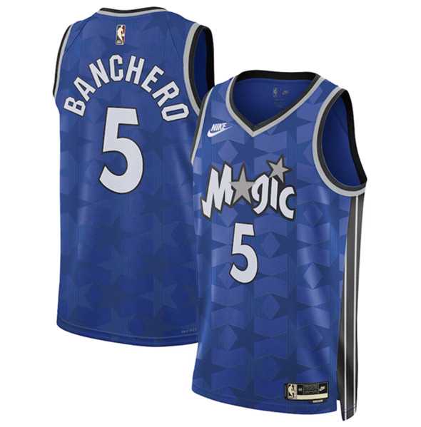 Men%27s Orlando Magic #5 Paolo Banchero Blue 2023-24 Classic Edition Stitched Basketball Jersey Dzhi->orlando magic->NBA Jersey